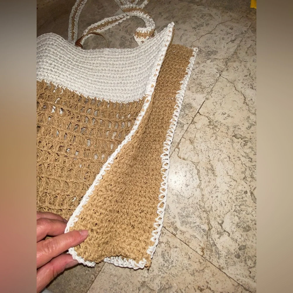 NWT Anthropologie Raffia Shell Summer Vacation Beach Icon Tote Bag and Bag Charm - Picture 11 of 15